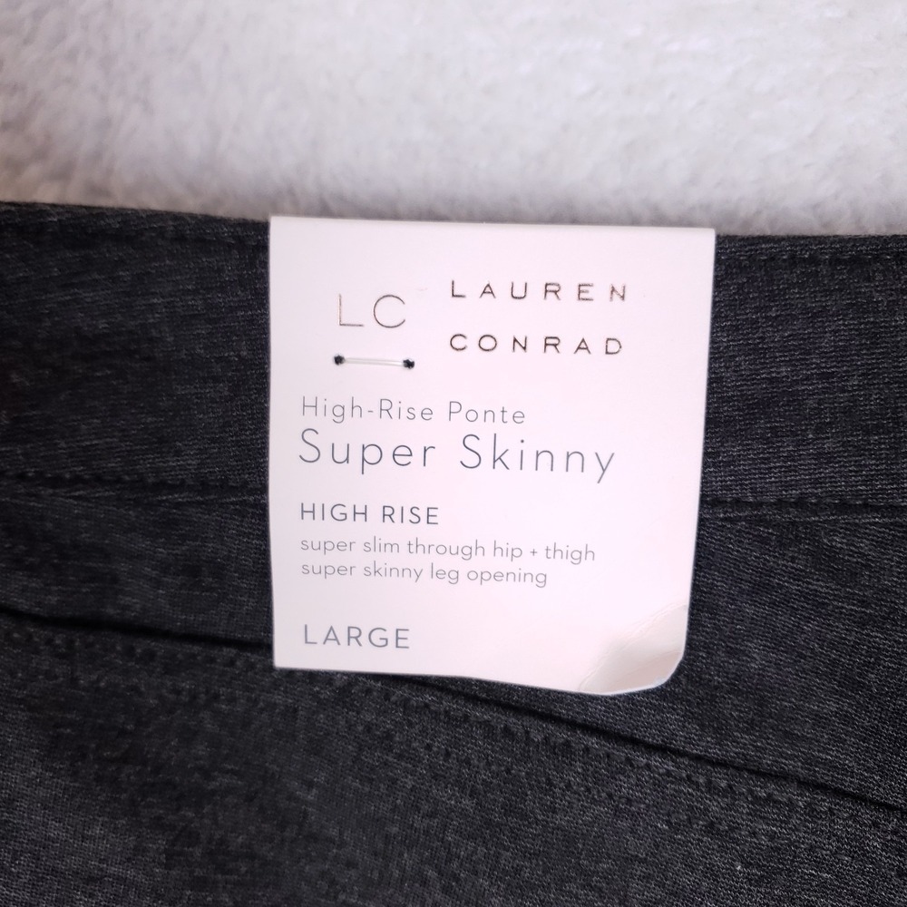 LC Lauren Conrad High Rise Ponte Super Skinny L Gray - Picture 12 of 12